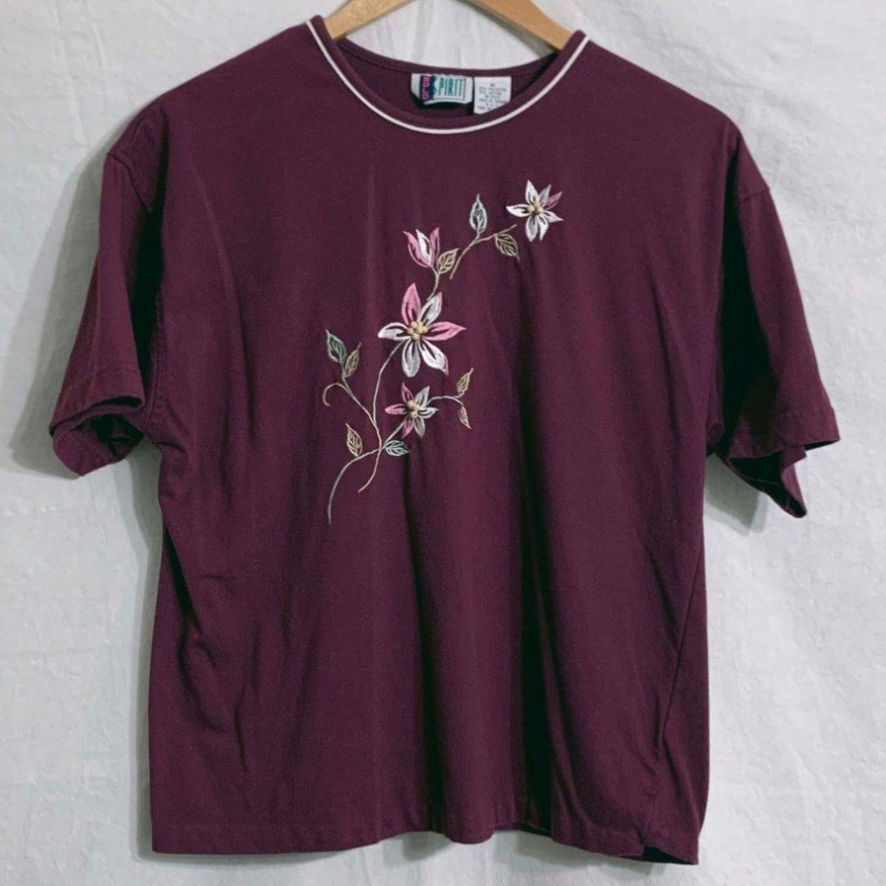 Medium Bolo Spirit Maroon Embroidered Floral Shirt